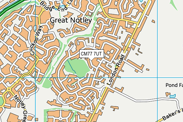 CM77 7UT map - OS VectorMap District (Ordnance Survey)