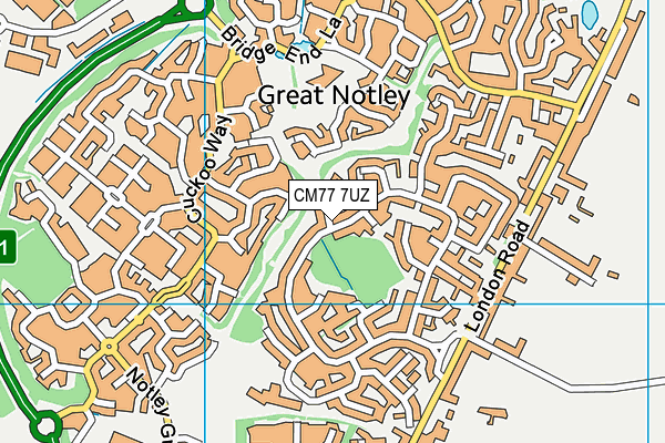 CM77 7UZ map - OS VectorMap District (Ordnance Survey)