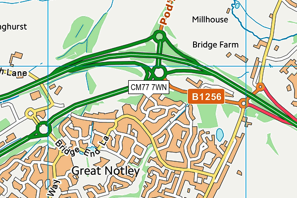 CM77 7WN map - OS VectorMap District (Ordnance Survey)