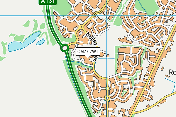 CM77 7WT map - OS VectorMap District (Ordnance Survey)