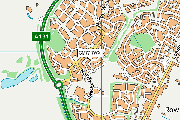 CM77 7WX map - OS VectorMap District (Ordnance Survey)