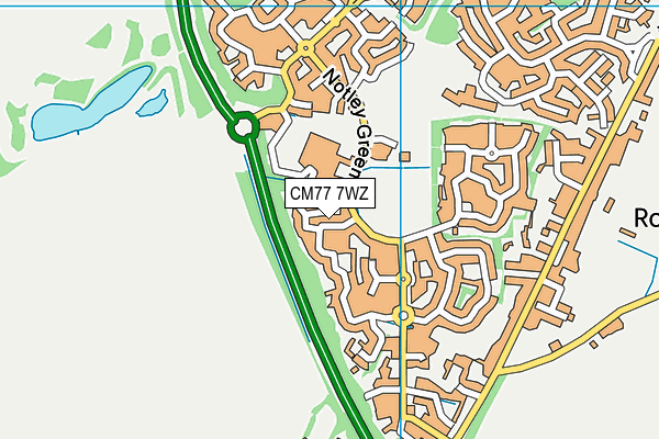 CM77 7WZ map - OS VectorMap District (Ordnance Survey)