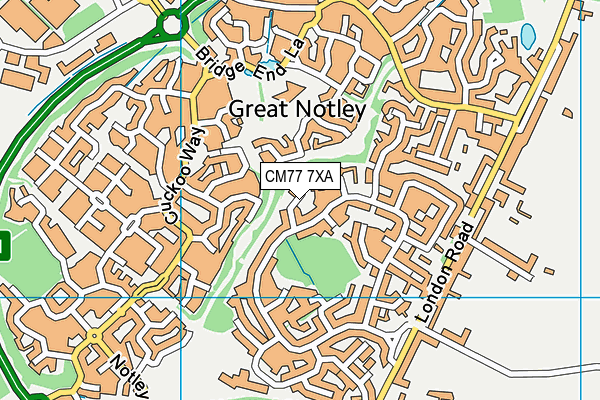 CM77 7XA map - OS VectorMap District (Ordnance Survey)