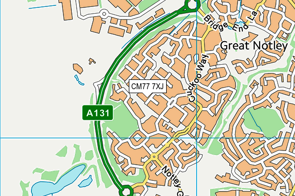 CM77 7XJ map - OS VectorMap District (Ordnance Survey)