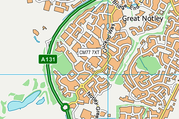 CM77 7XT map - OS VectorMap District (Ordnance Survey)