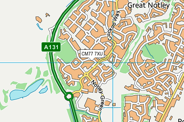 CM77 7XU map - OS VectorMap District (Ordnance Survey)