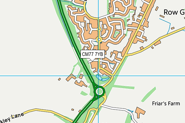 CM77 7YB map - OS VectorMap District (Ordnance Survey)