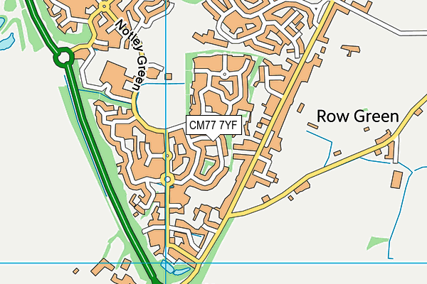 CM77 7YF map - OS VectorMap District (Ordnance Survey)