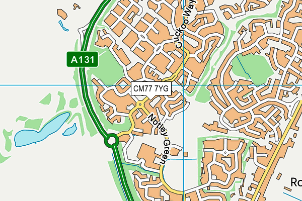 CM77 7YG map - OS VectorMap District (Ordnance Survey)
