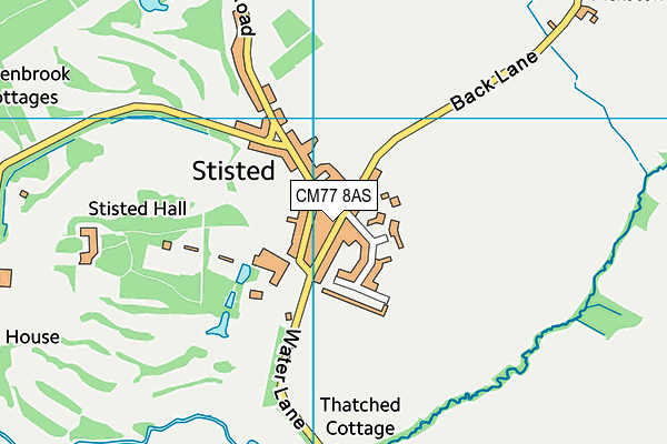 CM77 8AS map - OS VectorMap District (Ordnance Survey)