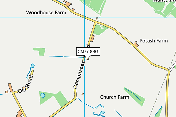 CM77 8BG map - OS VectorMap District (Ordnance Survey)