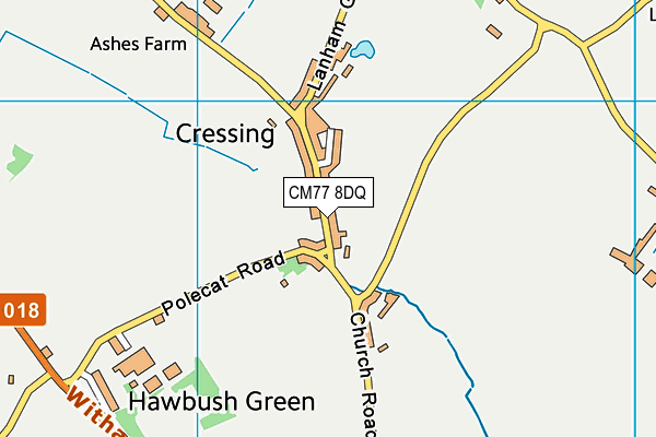 CM77 8DQ map - OS VectorMap District (Ordnance Survey)