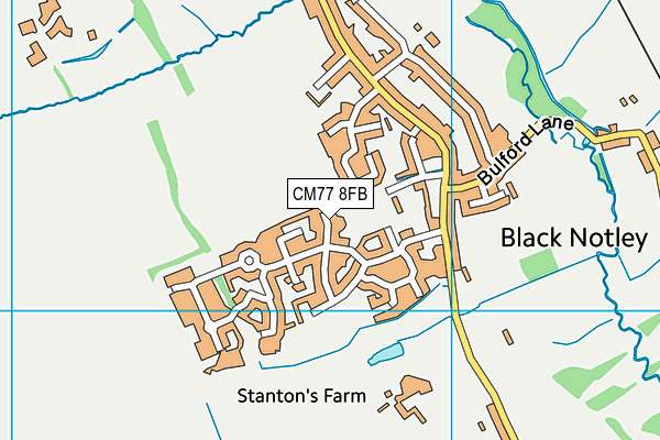 CM77 8FB map - OS VectorMap District (Ordnance Survey)