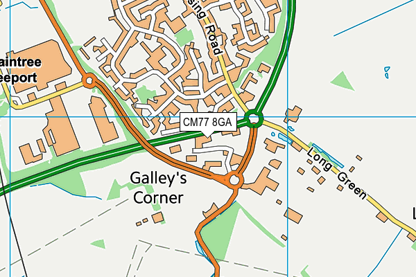 CM77 8GA map - OS VectorMap District (Ordnance Survey)