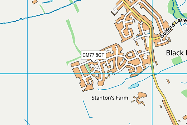 CM77 8GT map - OS VectorMap District (Ordnance Survey)