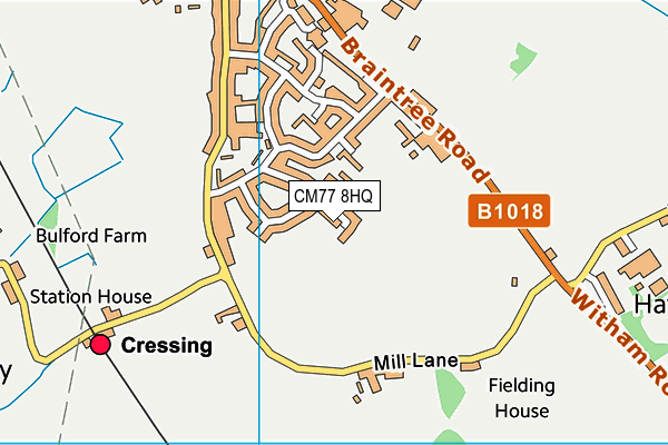 CM77 8HQ map - OS VectorMap District (Ordnance Survey)