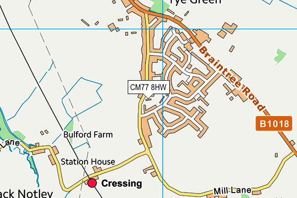 CM77 8HW map - OS VectorMap District (Ordnance Survey)