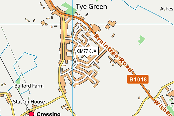 CM77 8JA map - OS VectorMap District (Ordnance Survey)