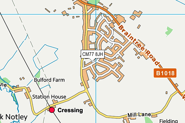 CM77 8JH map - OS VectorMap District (Ordnance Survey)