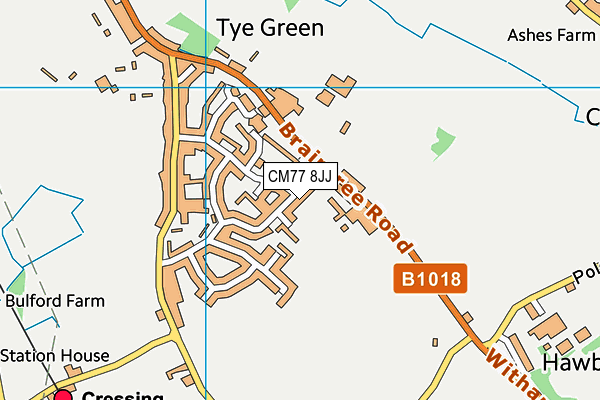 CM77 8JJ map - OS VectorMap District (Ordnance Survey)