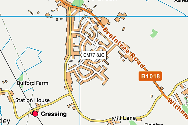 Cressing Sports And Social Club map (CM77 8JQ) - OS VectorMap District (Ordnance Survey)