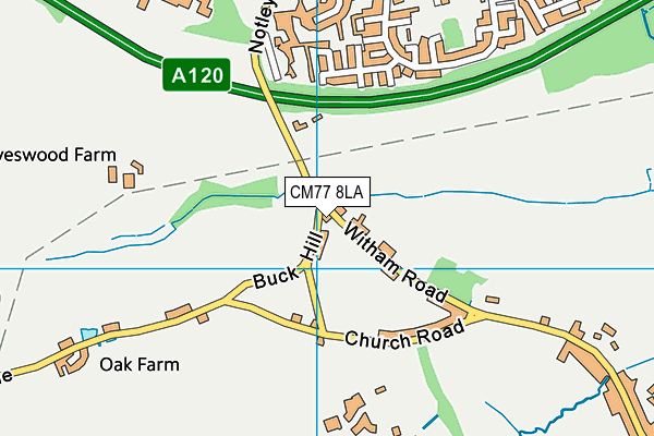 CM77 8LA map - OS VectorMap District (Ordnance Survey)