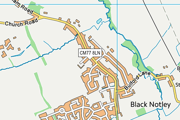 CM77 8LN map - OS VectorMap District (Ordnance Survey)