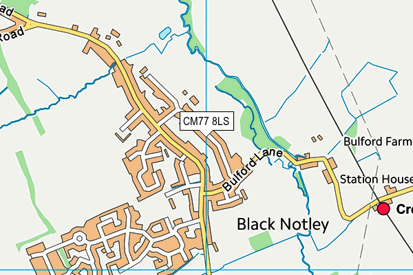 CM77 8LS map - OS VectorMap District (Ordnance Survey)