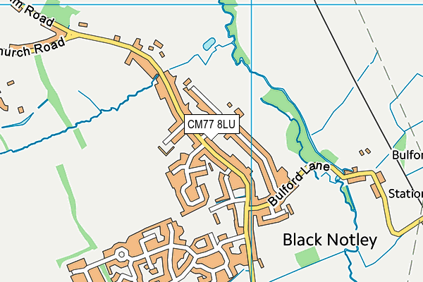 CM77 8LU map - OS VectorMap District (Ordnance Survey)