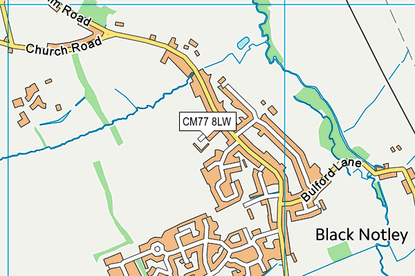 CM77 8LW map - OS VectorMap District (Ordnance Survey)