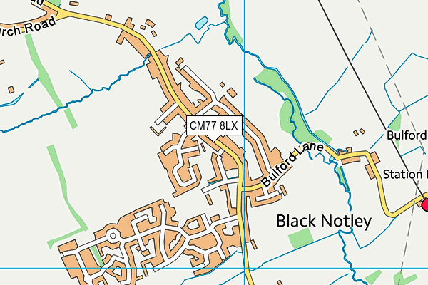 CM77 8LX map - OS VectorMap District (Ordnance Survey)