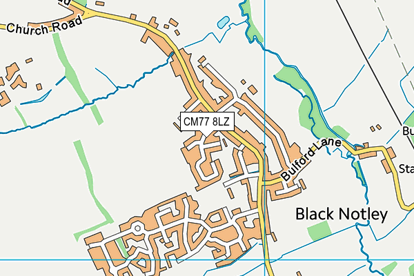 CM77 8LZ map - OS VectorMap District (Ordnance Survey)