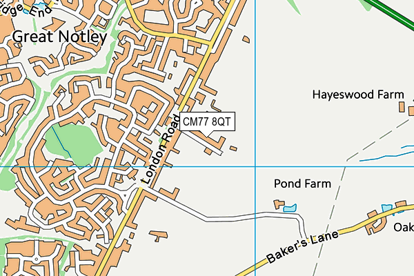 CM77 8QT map - OS VectorMap District (Ordnance Survey)