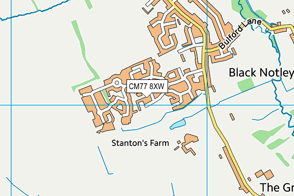 CM77 8XW map - OS VectorMap District (Ordnance Survey)