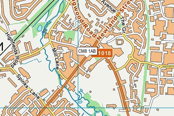 CM8 1AB map - OS VectorMap District (Ordnance Survey)