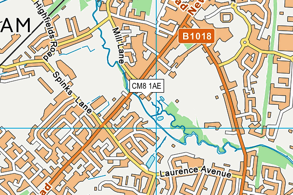 CM8 1AE map - OS VectorMap District (Ordnance Survey)