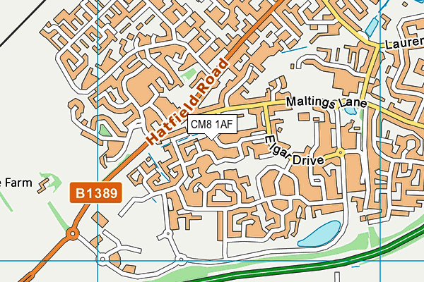 CM8 1AF map - OS VectorMap District (Ordnance Survey)