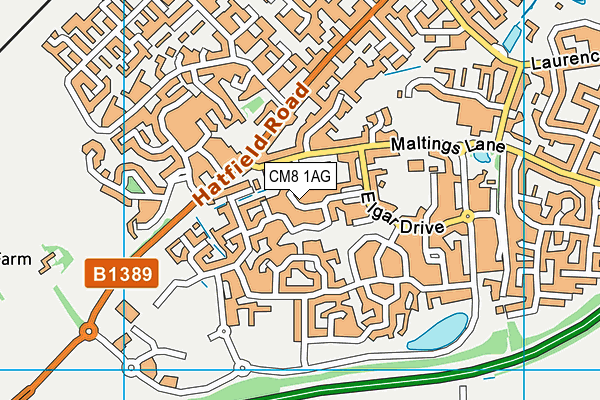 CM8 1AG map - OS VectorMap District (Ordnance Survey)