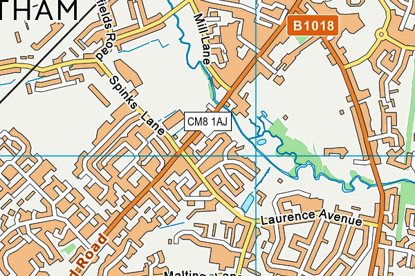 CM8 1AJ map - OS VectorMap District (Ordnance Survey)