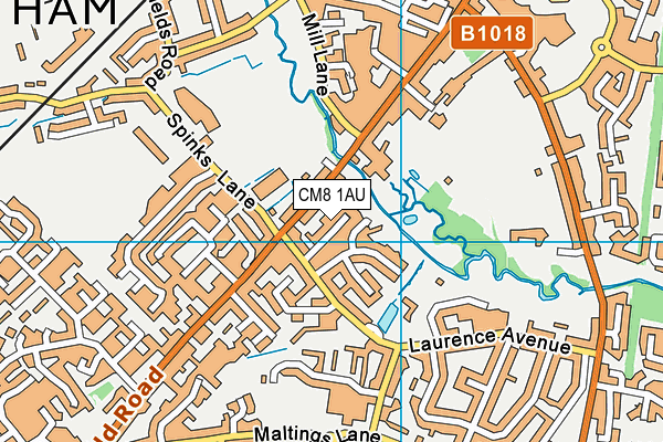 CM8 1AU map - OS VectorMap District (Ordnance Survey)