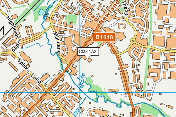 CM8 1AX map - OS VectorMap District (Ordnance Survey)