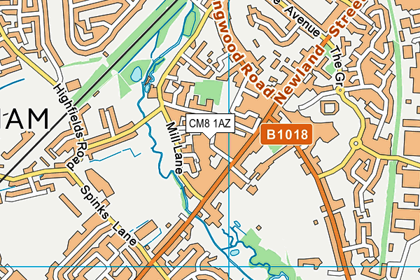 CM8 1AZ map - OS VectorMap District (Ordnance Survey)