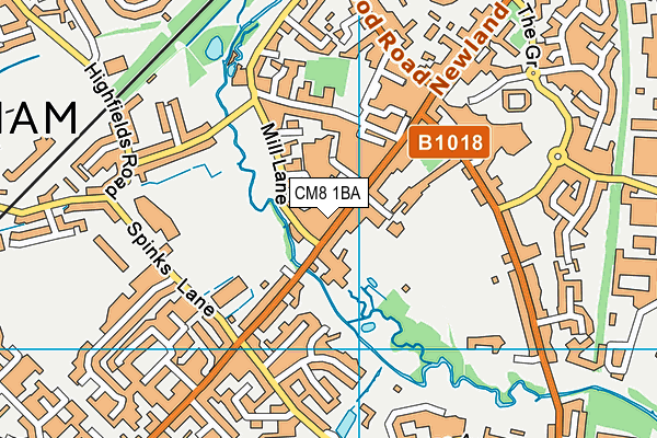 CM8 1BA map - OS VectorMap District (Ordnance Survey)