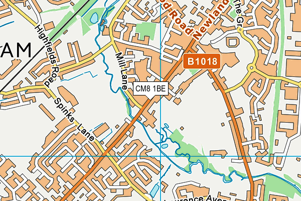 CM8 1BE map - OS VectorMap District (Ordnance Survey)