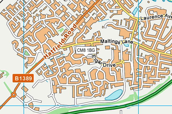 CM8 1BG map - OS VectorMap District (Ordnance Survey)