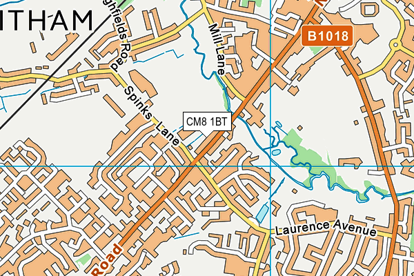 CM8 1BT map - OS VectorMap District (Ordnance Survey)