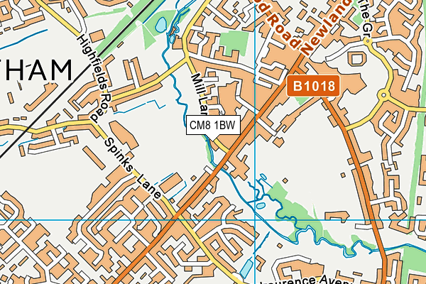 CM8 1BW map - OS VectorMap District (Ordnance Survey)