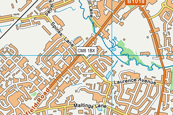 CM8 1BX map - OS VectorMap District (Ordnance Survey)