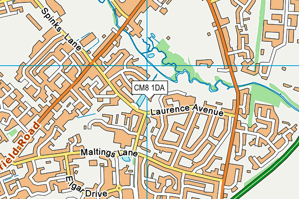 CM8 1DA map - OS VectorMap District (Ordnance Survey)