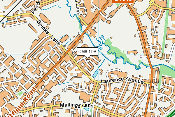 CM8 1DB map - OS VectorMap District (Ordnance Survey)